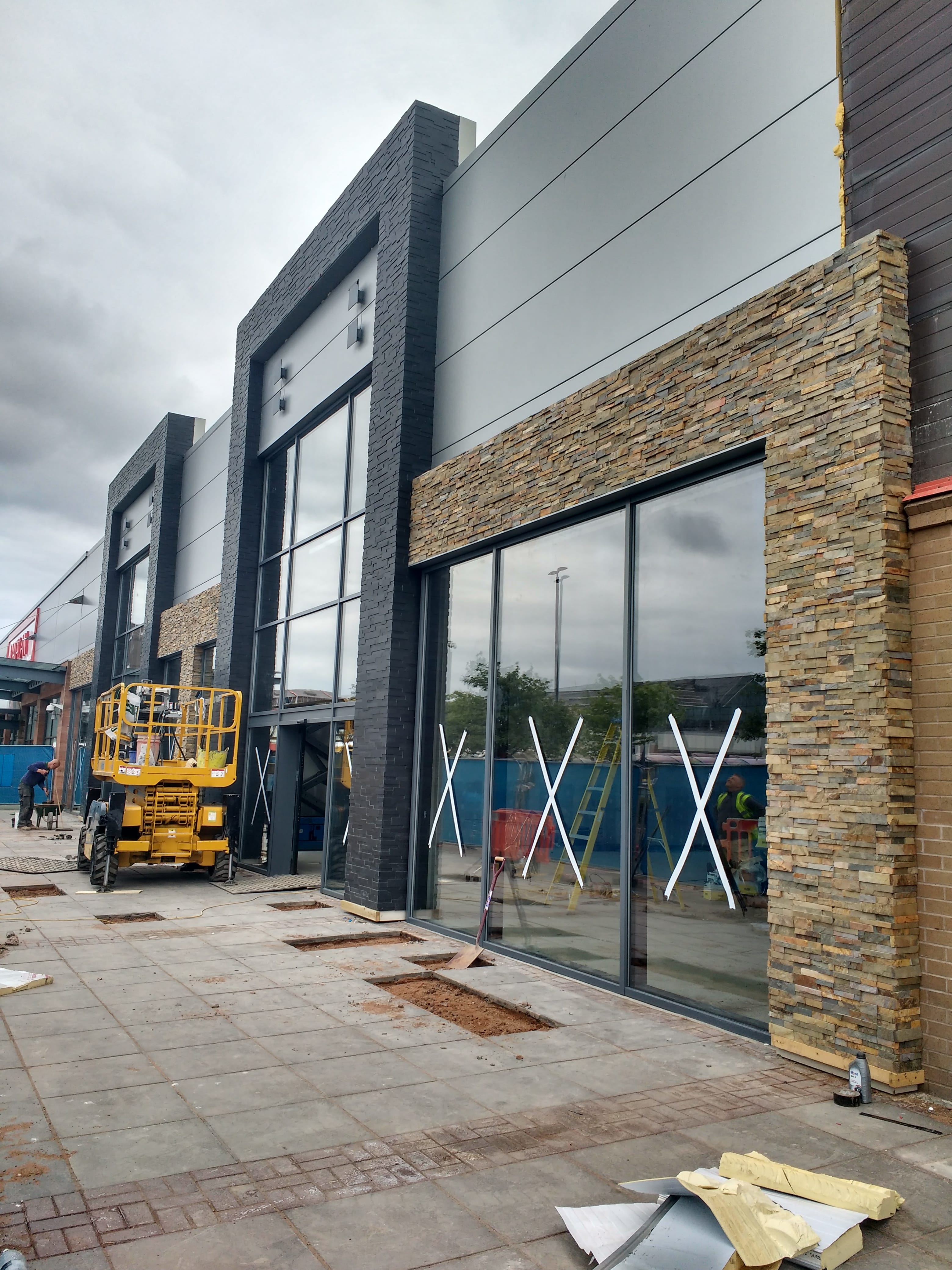 Norstone Stacked Stone Veneer used as accents on a LEED Certified Retail Project